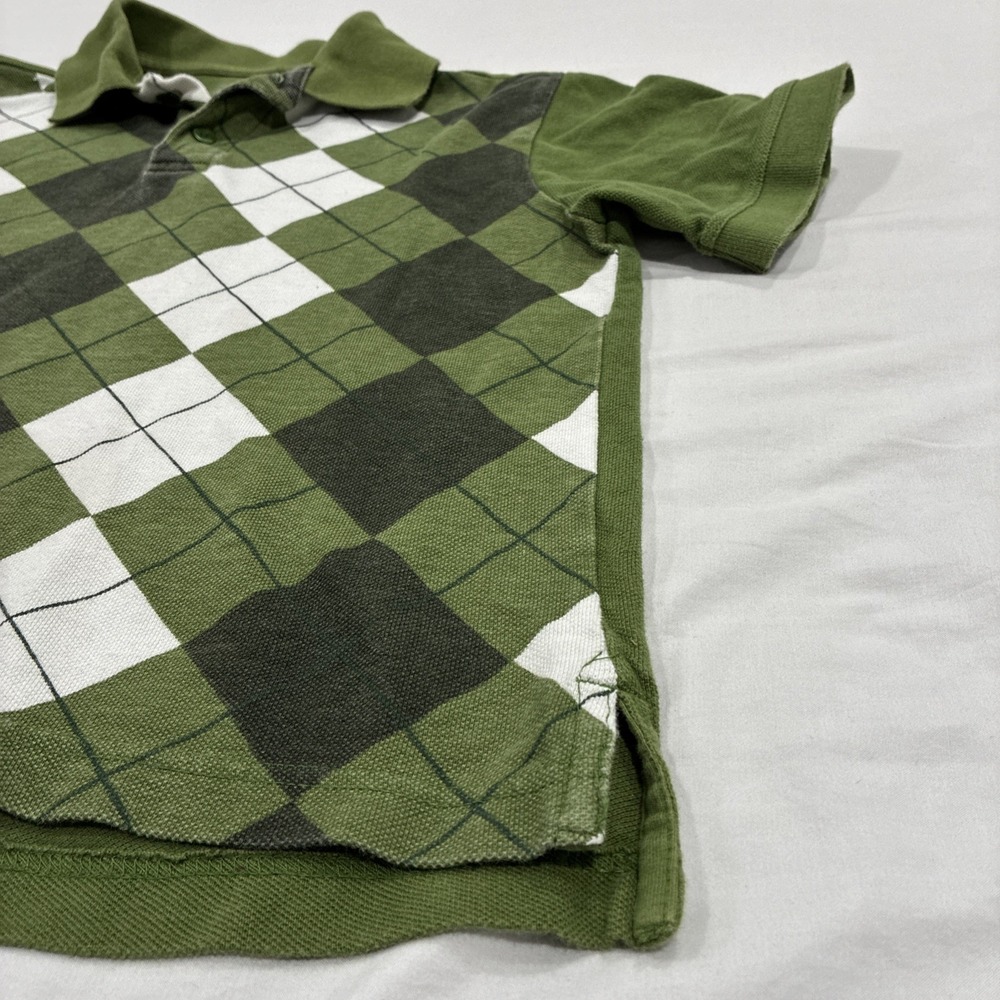 Old Navy Polo Shirt Women's Medium Green Argyle Print Cropped Y2K - Picture 4 of 9